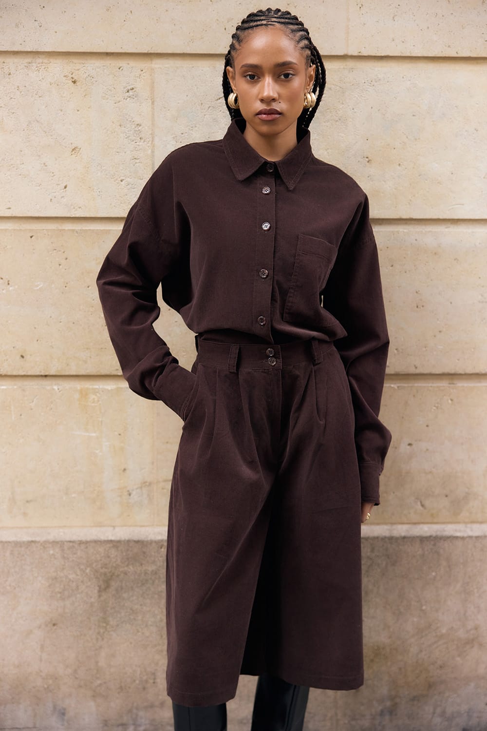 Lou Dark Brown Bermuda Pants