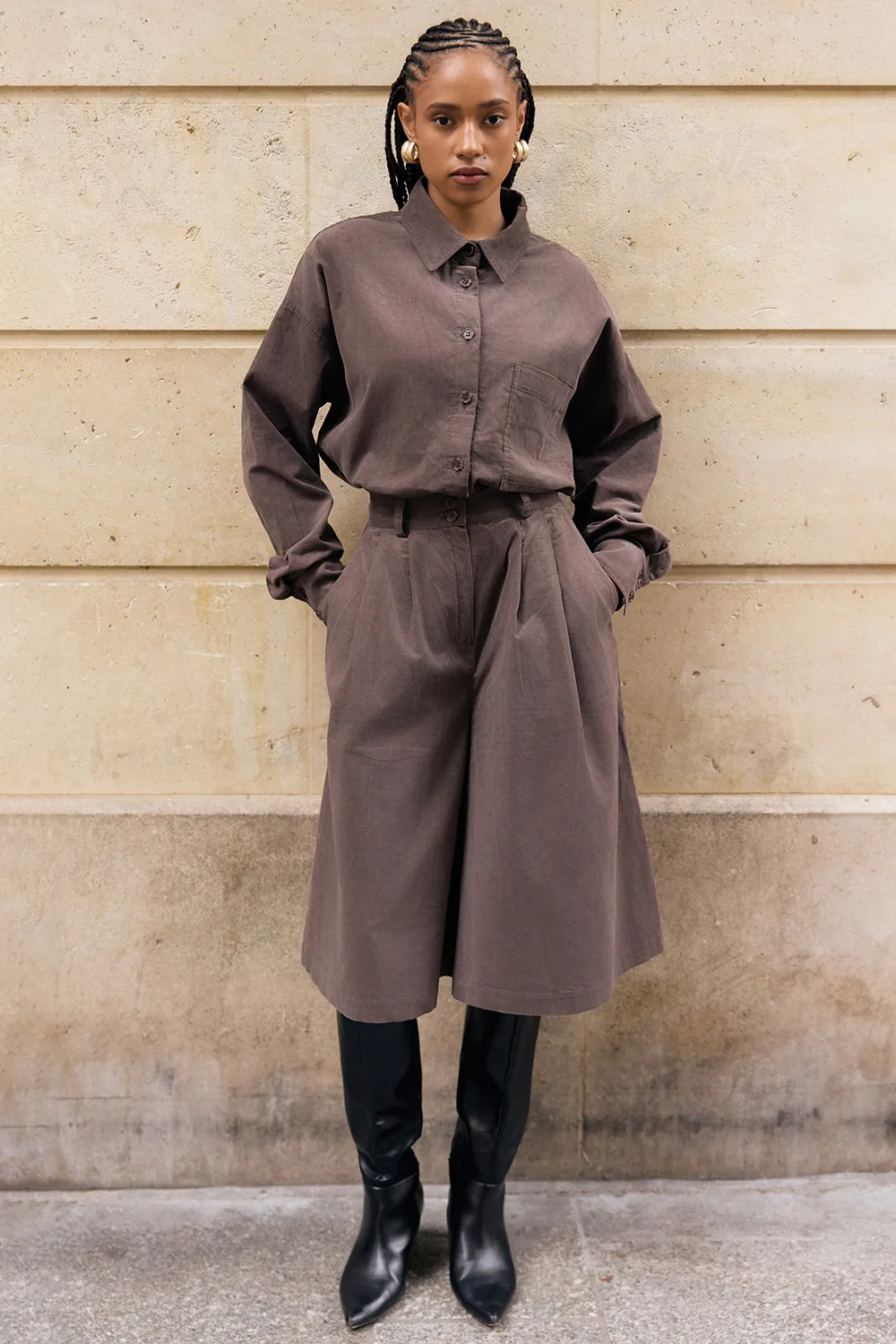 Lou Soft Brown Bermuda Pants