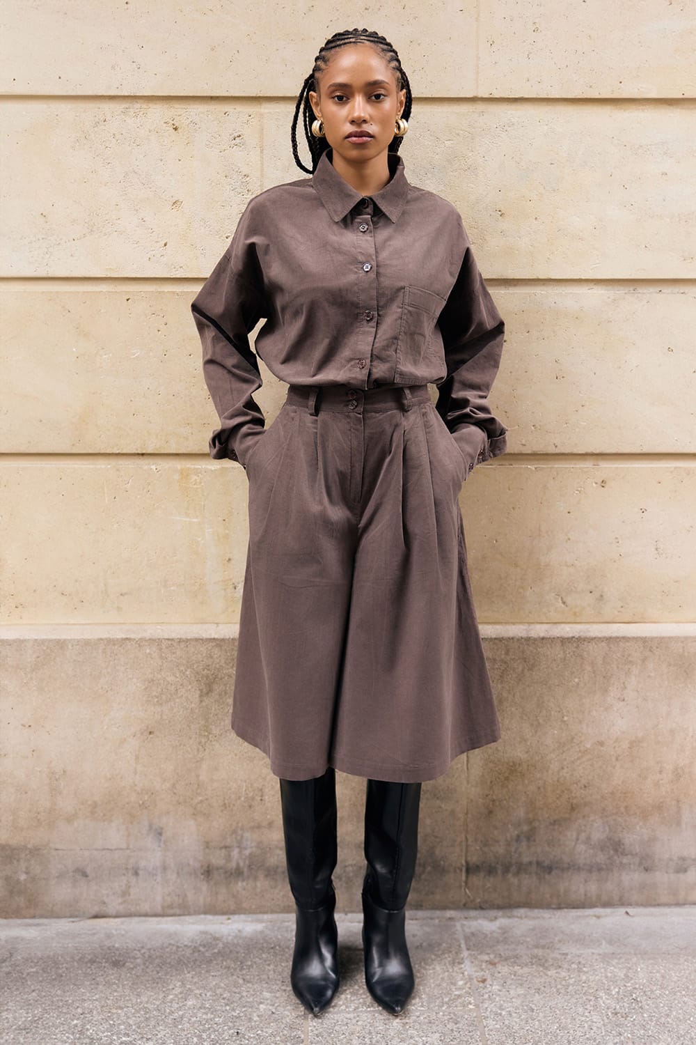 Lou Soft Brown Bermuda Pants