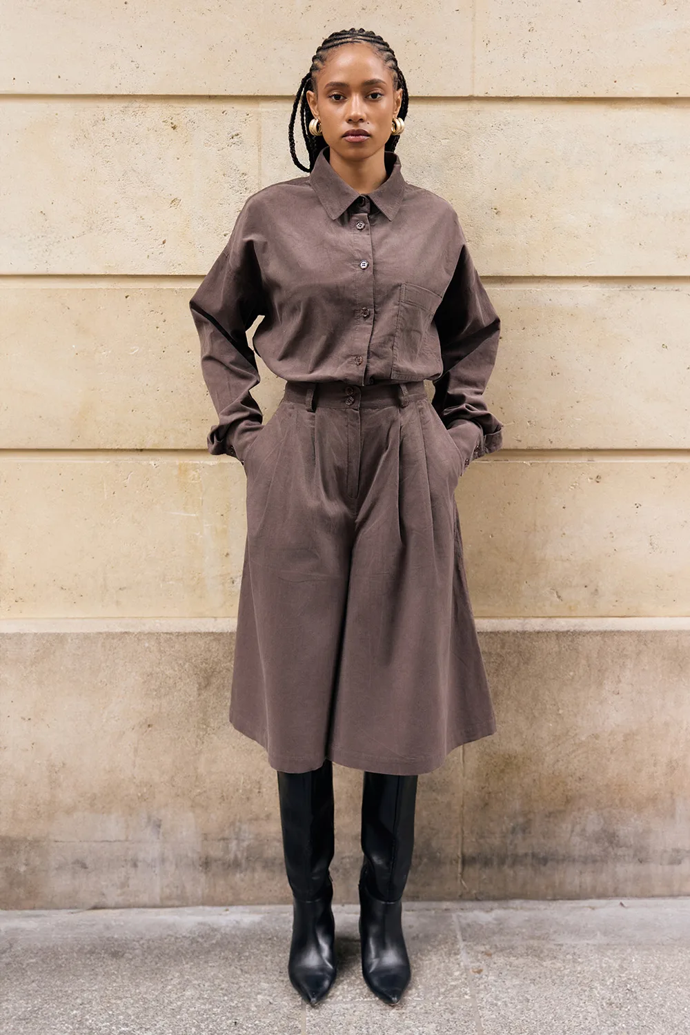 Lou Soft Brown Bermuda Pants